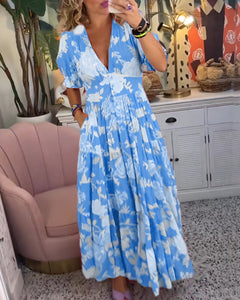 Nina™ | Floral Print V-neck Pocket Dress