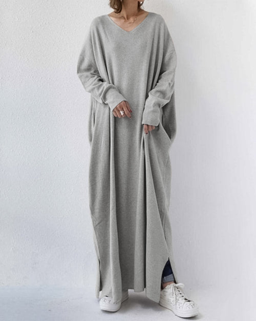 Viona - Fashionable Long Sleeve V-Neck Dress