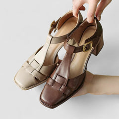 Ava – Comfort T-Strap Block Heels