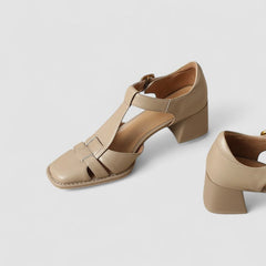 Ava – Comfort T-Strap Block Heels