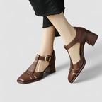 Ava – Comfort T-Strap Block Heels
