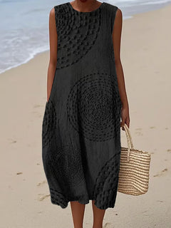 Maria - Soft Embroidered Sleeveless Midi Dress