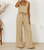 Medalin™ - Minimalist Top and Wide-Leg Pants Set