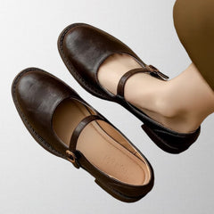 Daisy – Elegant T-Bar Leather Shoes