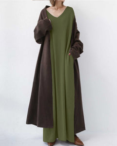 Viona - Fashionable Long Sleeve V-Neck Dress