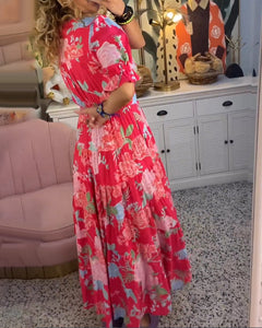 Nina™ | Floral Print V-neck Pocket Dress