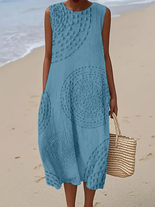 Maria - Soft Embroidered Sleeveless Midi Dress