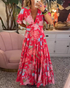 Nina™ | Floral Print V-neck Pocket Dress