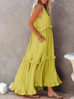 Lana - Chic Ruffle Trim Sleeveless Dress