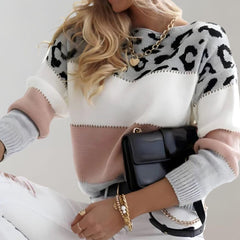 Diane | Leopard Accent Knit Sweater