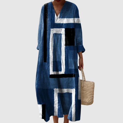 Paisley - Modern Indigo Abstract Midi Dress