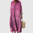 Faya - Abstract Lines Relaxed Fit Maxi Dress