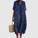 Lina - Celestial Denim-Inspired Midi Dress