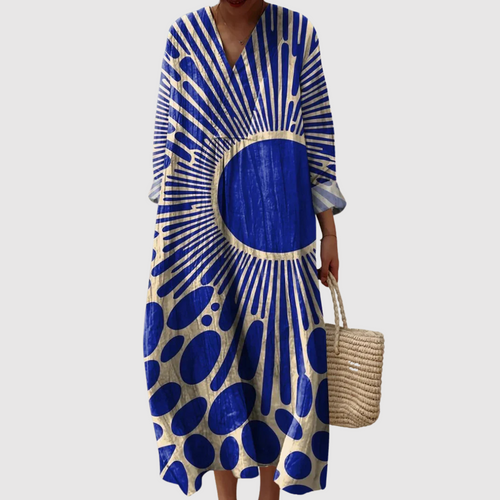 Alina - Radiant Eclipse Print Maxi Dress