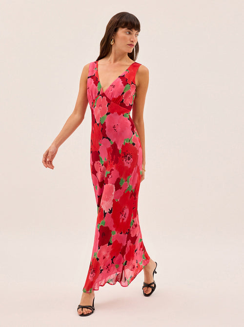 Danna Pink Watercolour Floral Print Dress