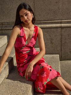 Danna Pink Watercolour Floral Print Dress