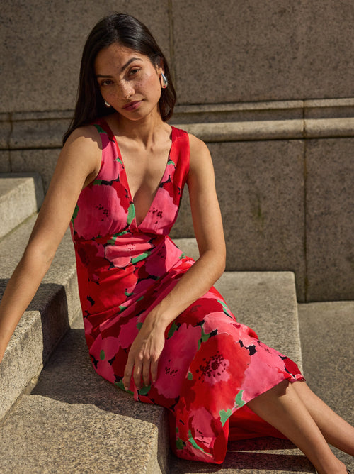 Danna Pink Watercolour Floral Print Dress