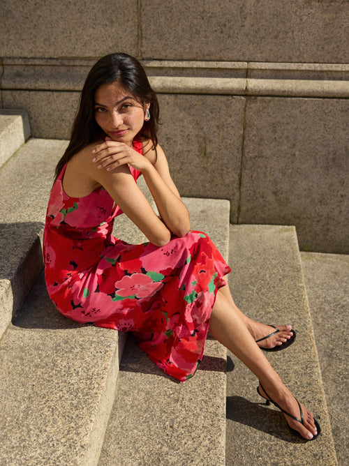 Danna Pink Watercolour Floral Print Dress