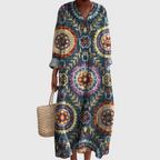 Madelyn - Boho Medallion V-Neck Maxi Dress
