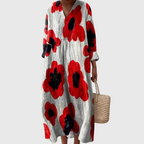 Amelie - Bold Poppy Print Maxi Dress
