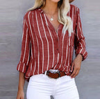 Britney - Stylish Striped Button-Up Top