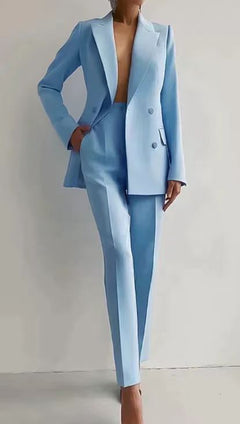 Maria - Casual Solid Color Blazer & Pants Set