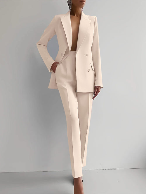 Maria - Casual Solid Color Blazer & Pants Set
