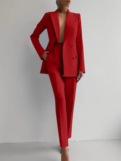 Maria - Casual Solid Color Blazer & Pants Set