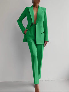 Maria - Casual Solid Color Blazer & Pants Set