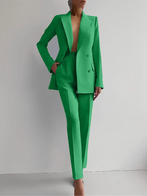 Maria - Casual Solid Color Blazer & Pants Set