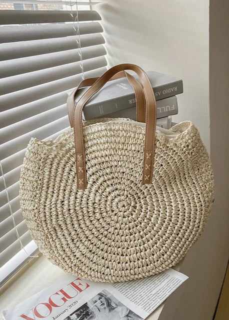 Juliet - Handwoven Round Straw Rattan Beach Bag