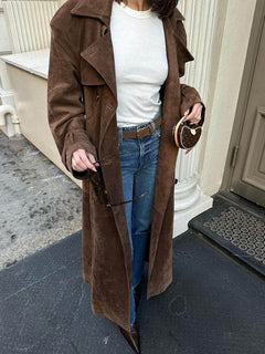 Alena™ – Elegant Suede TrenchCoat