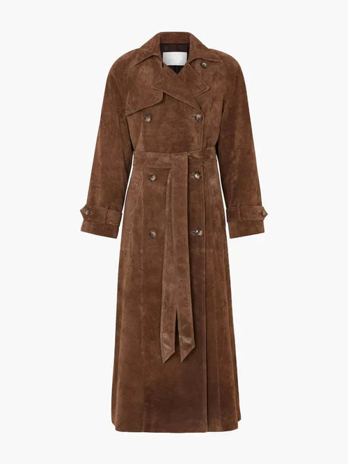 Alena™ – Elegant Suede TrenchCoat