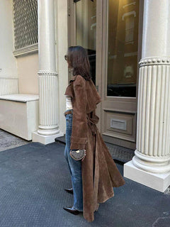 Alena™ – Elegant Suede TrenchCoat
