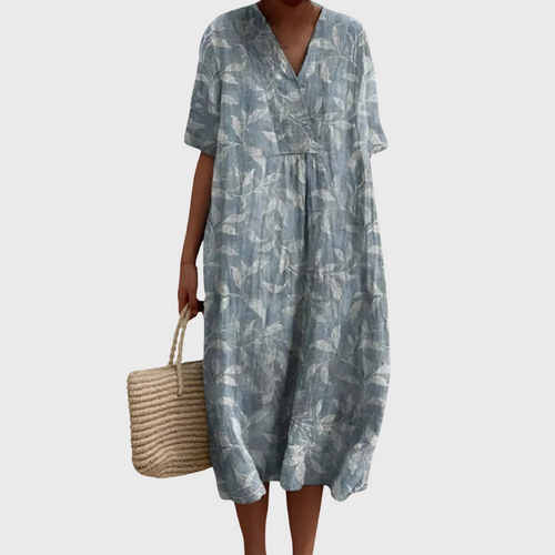 Kennedy - Misty Leaf Print Relaxed Midi Dress