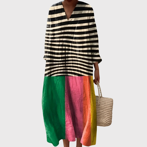 Catalina - Striped & Rainbow Block Maxi Dress