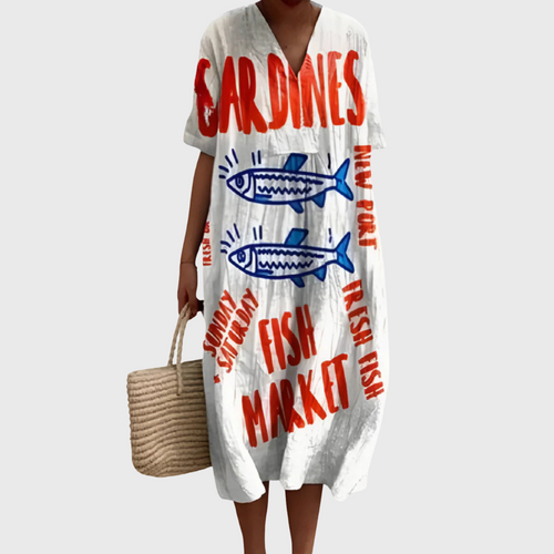 Maysa - Playful Fish Market Print Summer Dress