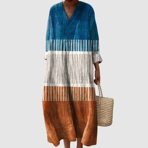 Skylar - Sunset Horizon Colorblock Maxi Dress
