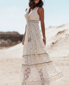 Everson - Vintage Tassel Drawstring Boho Dress