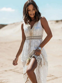 Everson - Vintage Tassel Drawstring Boho Dress