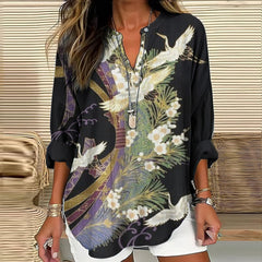 Ellie™ - Elegant Flight Print Blouse