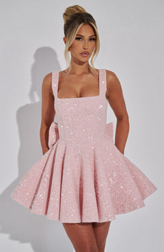 Emma - Sequins Bow Backless Mini Dress