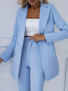 Maria - Casual Solid Color Blazer & Pants Set